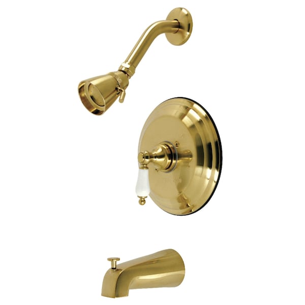 Kingston Brass Tub and Shower Faucet, 3, Wall Mount, Brushed Brass KB3637PL - main